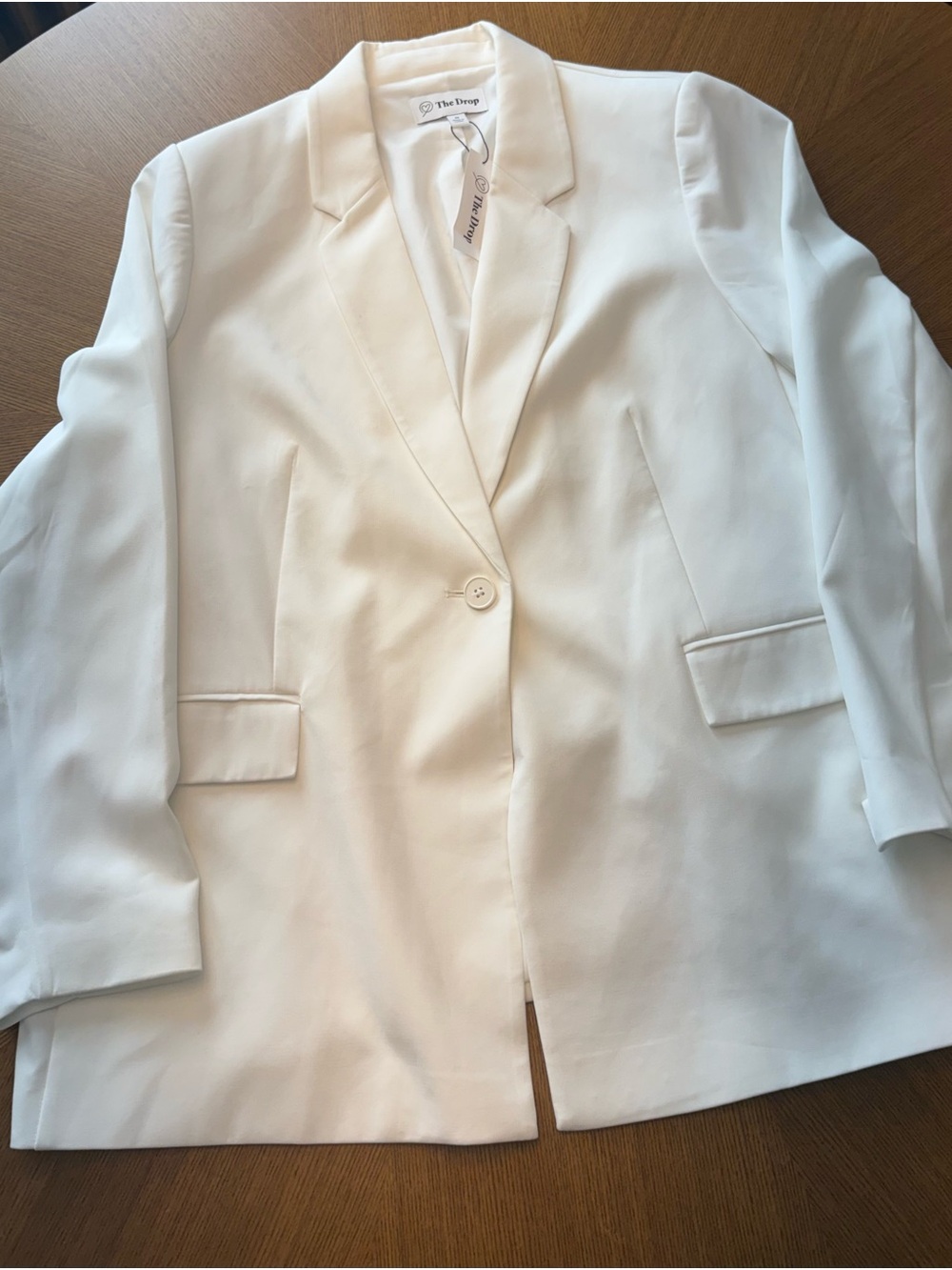 The Drop Women's White Single-Button Blazer